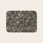 Decorative Leaf Pattern, Floral Prints, Cream and Black Bath Mat Gallery Image 1