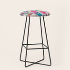 I gnome you // grey background little happy and lovely gnomes with rainbows fuchsia pink hearts Stool Gallery Image 1