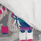 I gnome you // grey background little happy and lovely gnomes with rainbows fuchsia pink hearts Comforter Gallery Image 4