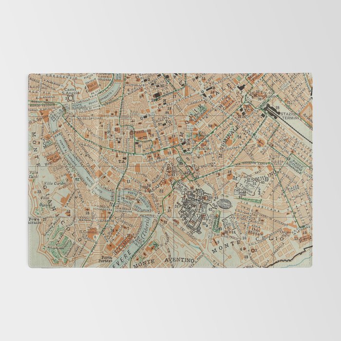 Vintage Map of Rome Italy (1911) Rug Gallery Image 2