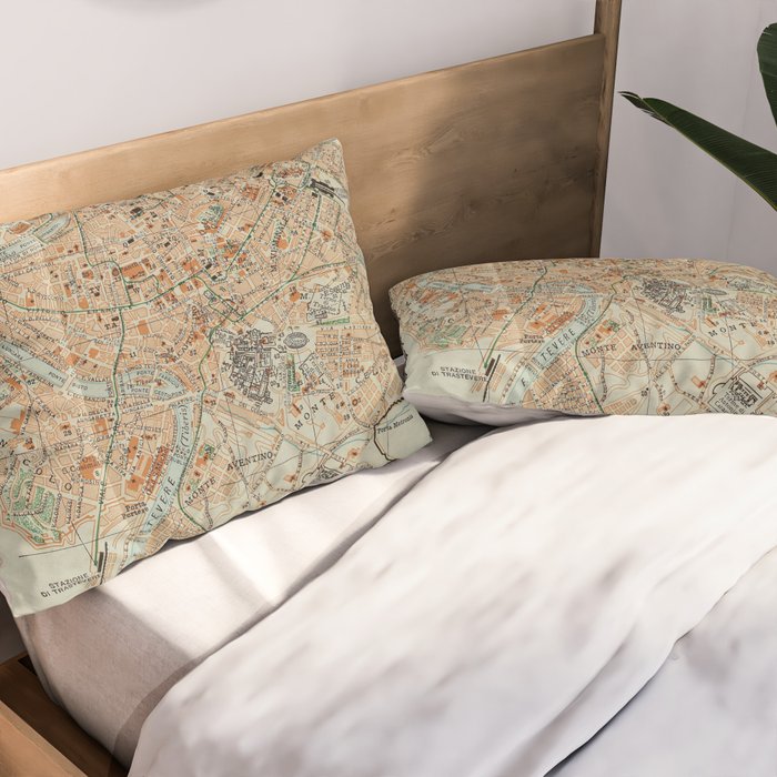 Vintage Map of Rome Italy (1911) Pillow Sham Gallery Image 2