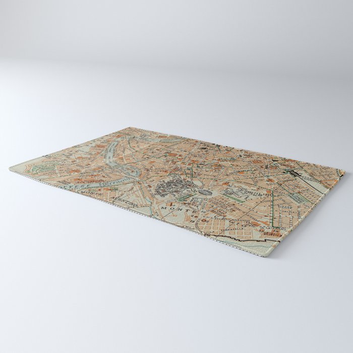 Vintage Map of Rome Italy (1911) Rug Gallery Image 3