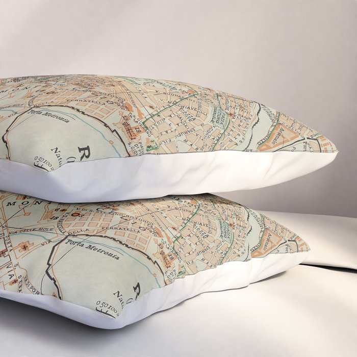 Vintage Map of Rome Italy (1911) Pillow Sham Gallery Image 3