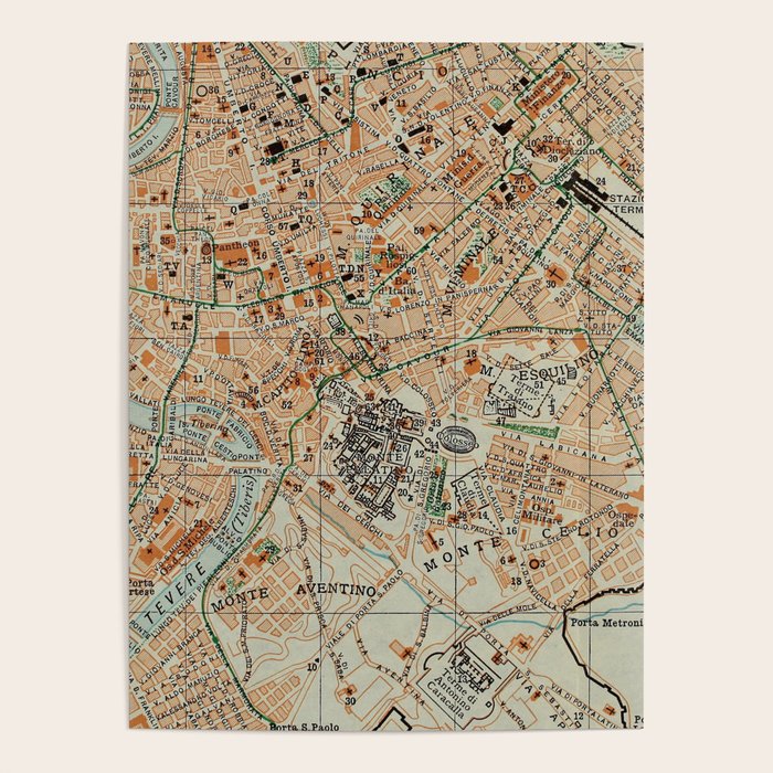 Vintage Map of Rome Italy (1911) Poster Gallery Image 4