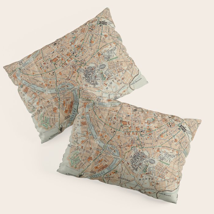 Vintage Map of Rome Italy (1911) Pillow Sham Gallery Image 1