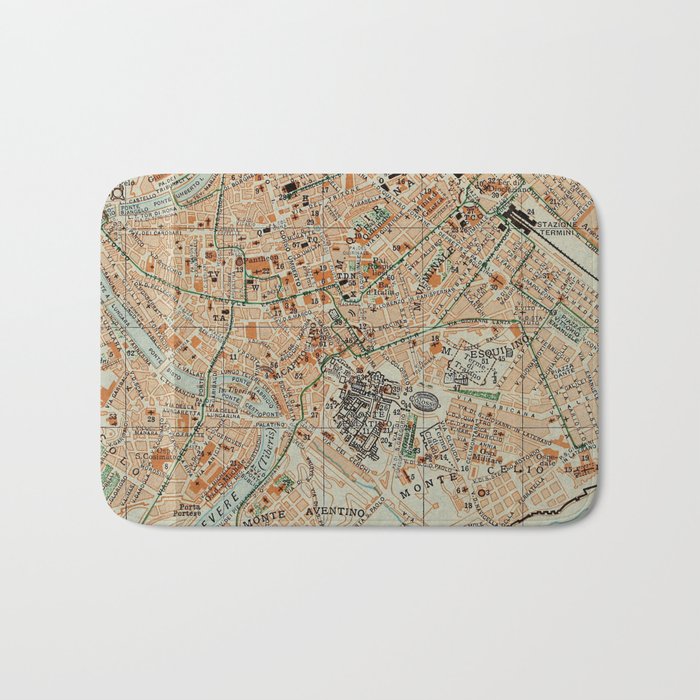 Vintage Map of Rome Italy (1911) Bath Mat Gallery Image 1