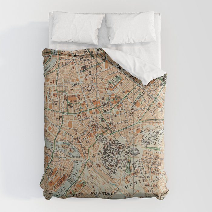 Vintage Map of Rome Italy (1911) Duvet Cover Gallery Image 6