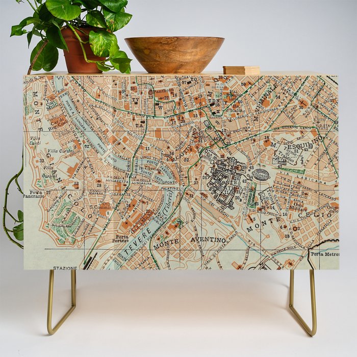 Vintage Map of Rome Italy (1911) Credenza Gallery Image 1