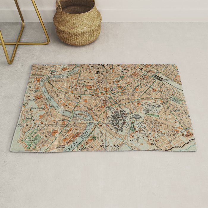 Vintage Map of Rome Italy (1911) Rug Gallery Image 1