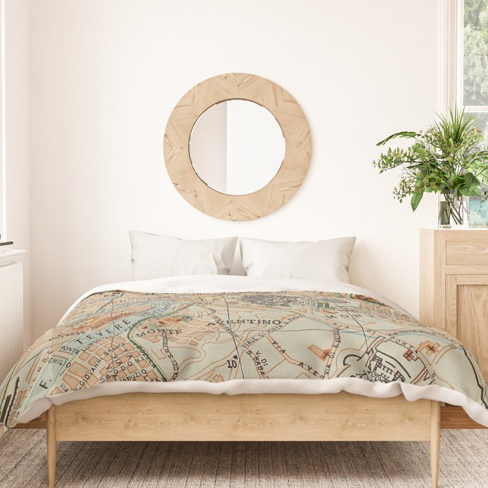 Vintage Map of Rome Italy (1911) Duvet Cover Gallery Image 3