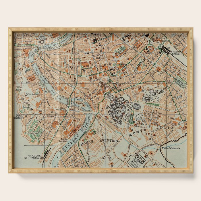 Vintage Map of Rome Italy (1911) Serving Tray Gallery Image 1