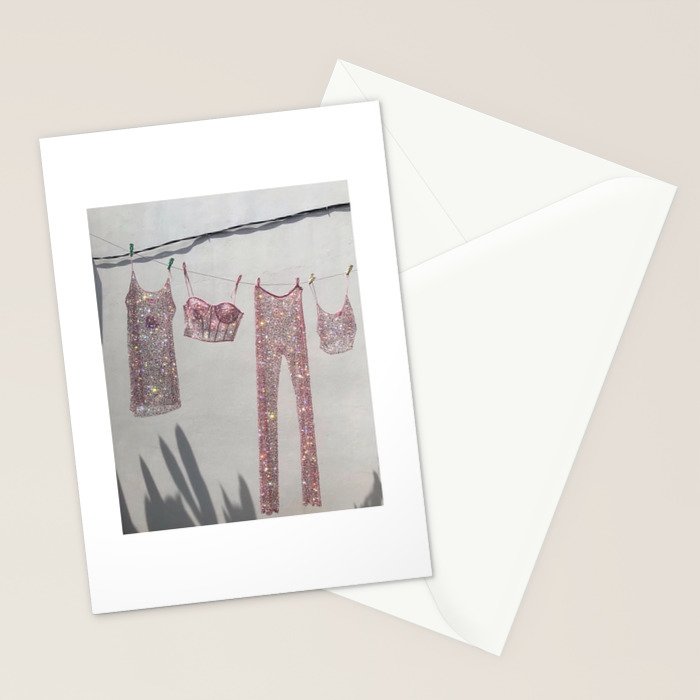 SATURDAY MORNING - collage art, glitter  artwork by Yana Potter, bling and shiny, summer mood, sunny Stationery Card Gallery Image 2