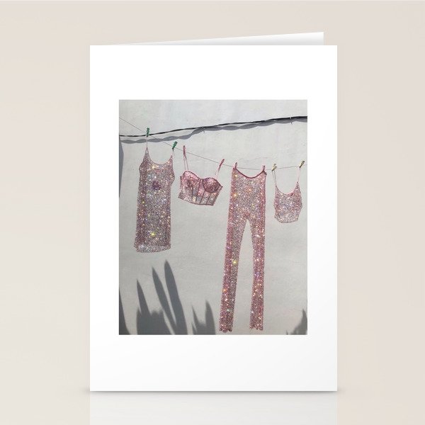 SATURDAY MORNING - collage art, glitter  artwork by Yana Potter, bling and shiny, summer mood, sunny Stationery Card Gallery Image 2