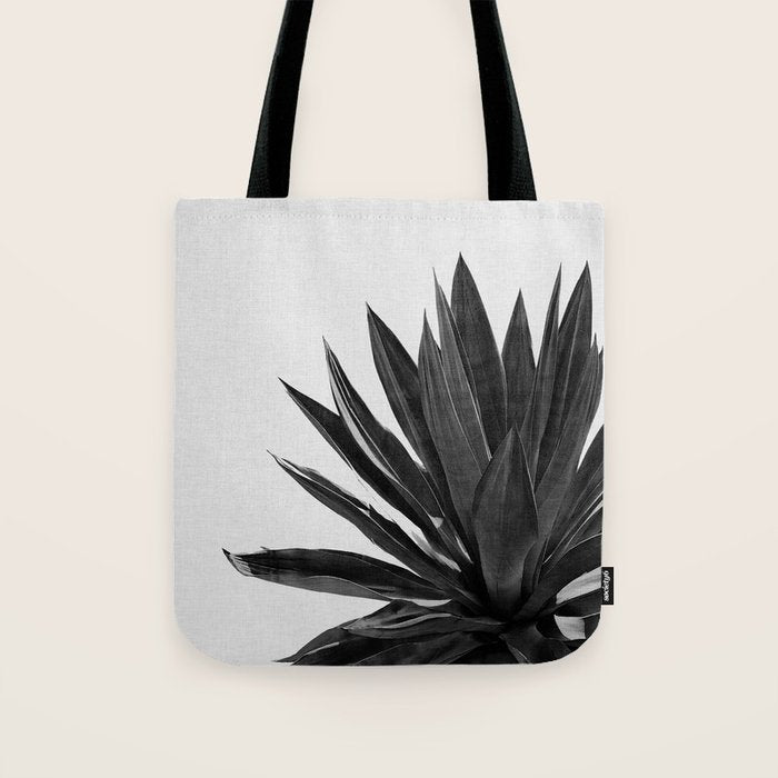 Agave Cactus Black & White Tote Bag Gallery Image 1