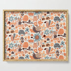 Playful Meadow Cute Animals with Motivational Affirmations - Groovy Flower Child Serving Tray Gallery Image 1