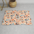 Playful Meadow Cute Animals with Motivational Affirmations - Groovy Flower Child Rug Gallery Image 1