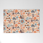 Playful Meadow Cute Animals with Motivational Affirmations - Groovy Flower Child Welcome Mat Gallery Image 1