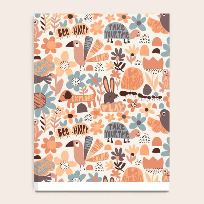 Playful Meadow Cute Animals with Motivational Affirmations - Groovy Flower Child Notebook Gallery Image 4