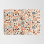 Playful Meadow Cute Animals with Motivational Affirmations - Groovy Flower Child Rug Gallery Image 2