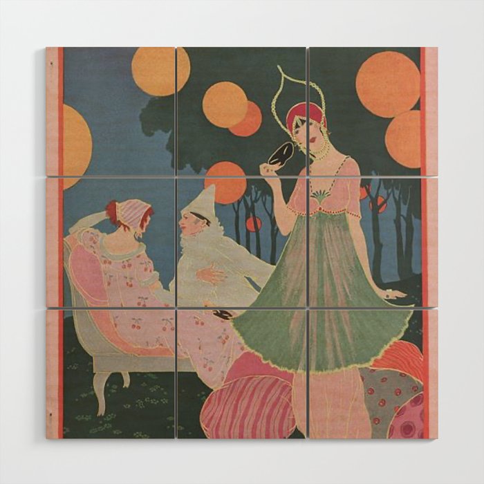 Vintage Fashion Magazine Cover Illustration July 1913 - Carnival Wood Wall Art Gallery Image 1
