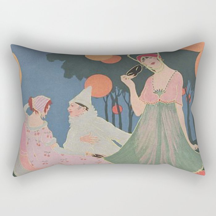 Vintage Fashion Magazine Cover Illustration July 1913 - Carnival Rectangular Pillow Gallery Image 1