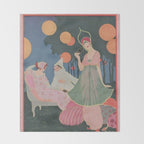 Vintage Fashion Magazine Cover Illustration July 1913 - Carnival Throw Blanket Gallery Image 2