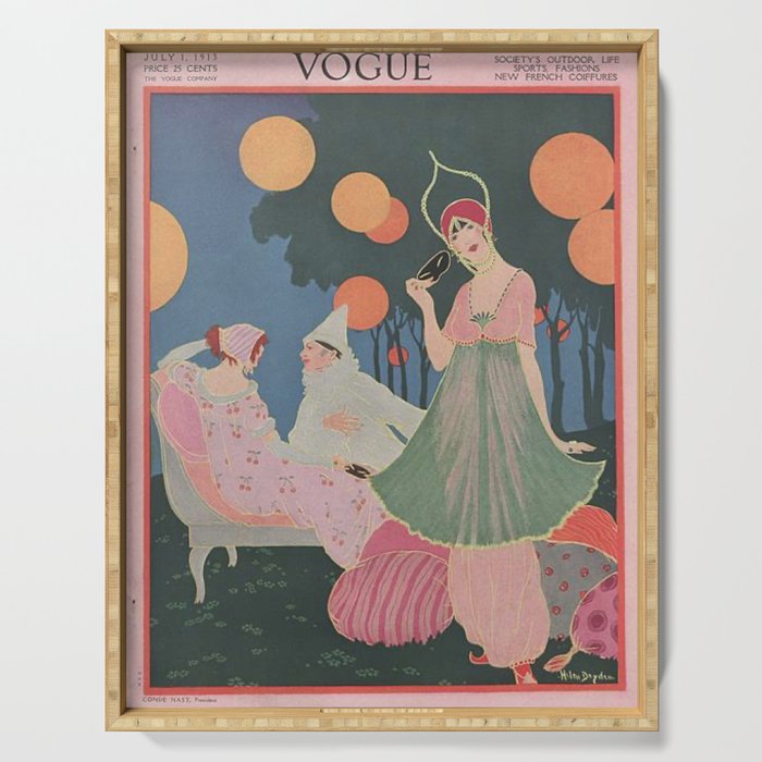 Vintage Fashion Magazine Cover Illustration July 1913 - Carnival Serving Tray Gallery Image 1
