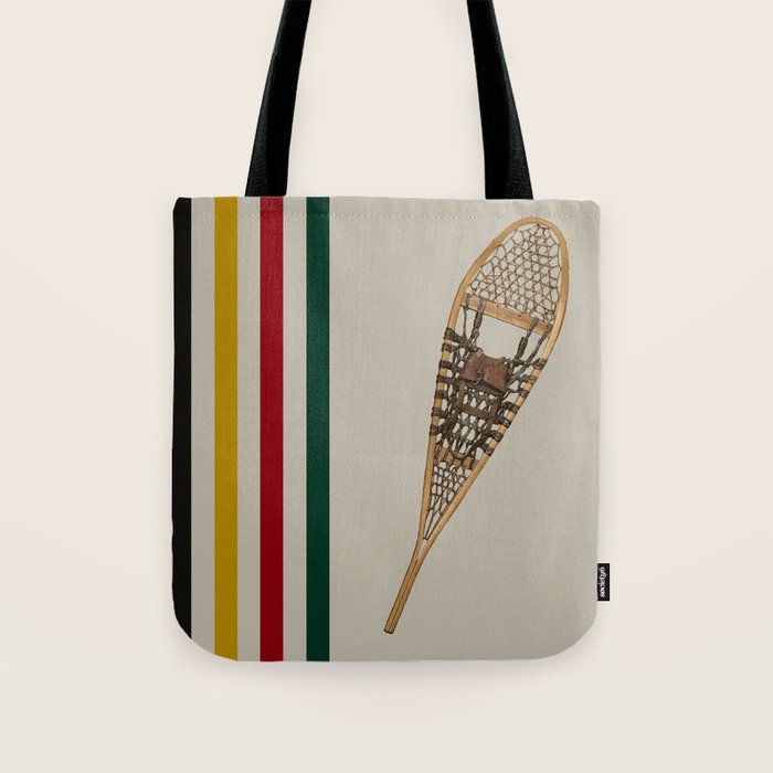 Vintage Snowshoe With Stripes Tote Bag Gallery Image 1
