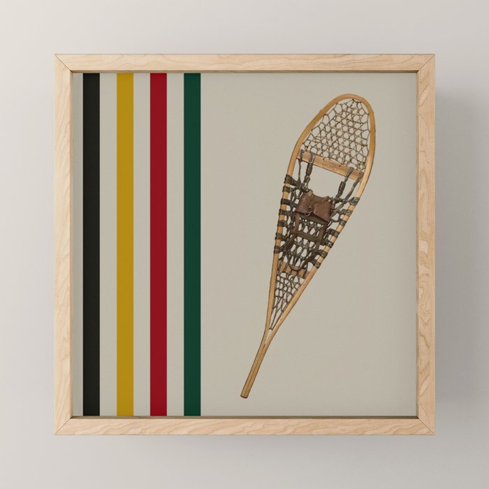 Vintage Snowshoe With Stripes Mini Art Print Gallery Image 1