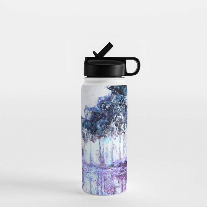 Monet : Poplars Lavender Periwinkle Deep Blue Water Bottle Gallery Image 1