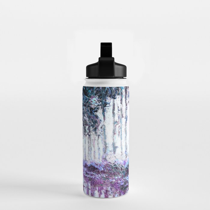 Monet : Poplars Lavender Periwinkle Deep Blue Water Bottle Gallery Image 2