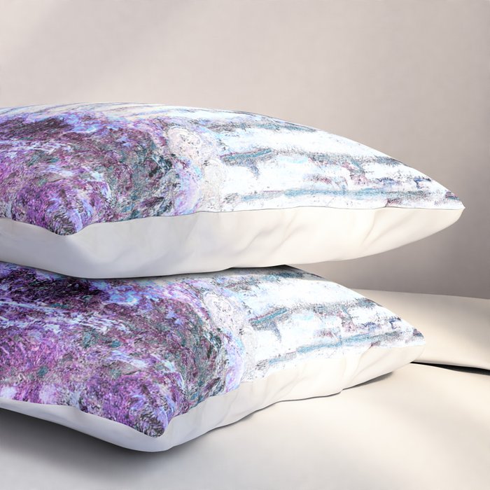 Monet : Poplars Lavender Periwinkle Deep Blue Pillow Sham Gallery Image 3