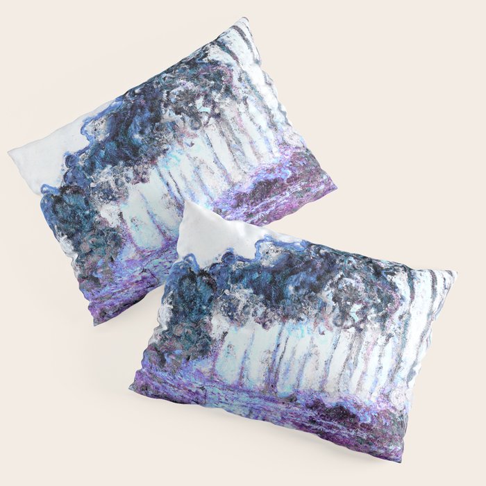 Monet : Poplars Lavender Periwinkle Deep Blue Pillow Sham Gallery Image 3