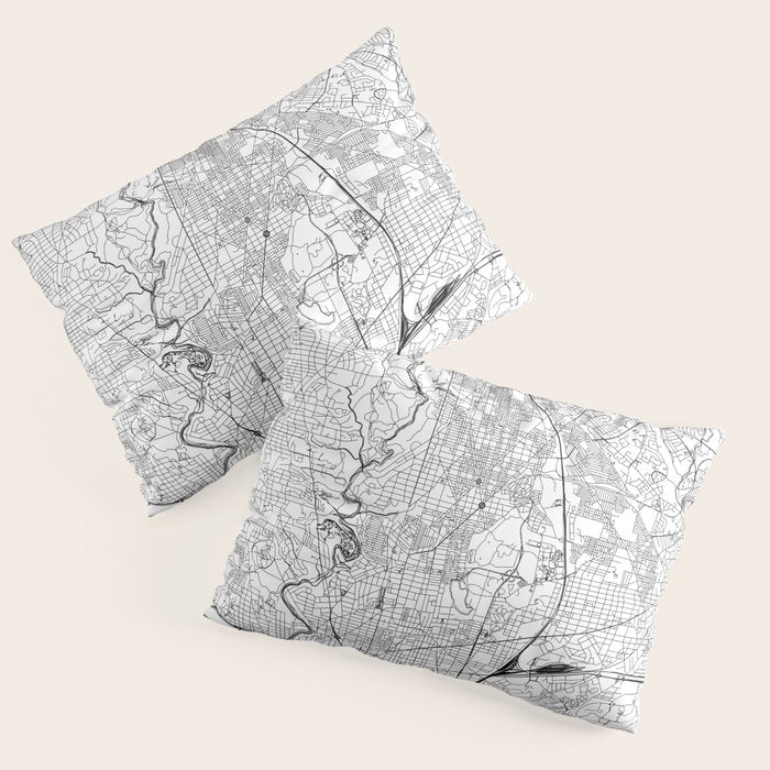 Washington DC White Map Pillow Sham Gallery Image 1