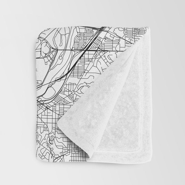 Washington DC White Map Throw Blanket Gallery Image 3