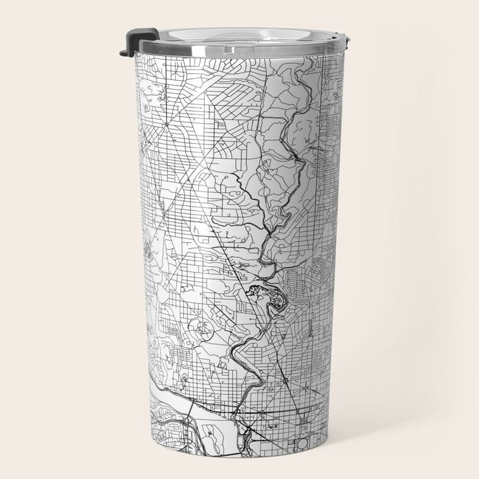 Washington DC White Map Travel Mug Gallery Image 3