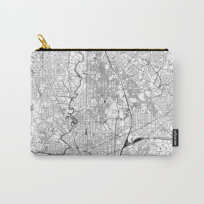 Washington DC White Map Carry All Pouch Gallery Image 1