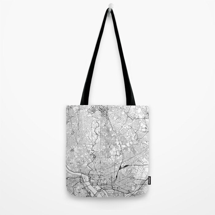 Washington DC White Map Tote Bag Gallery Image 2