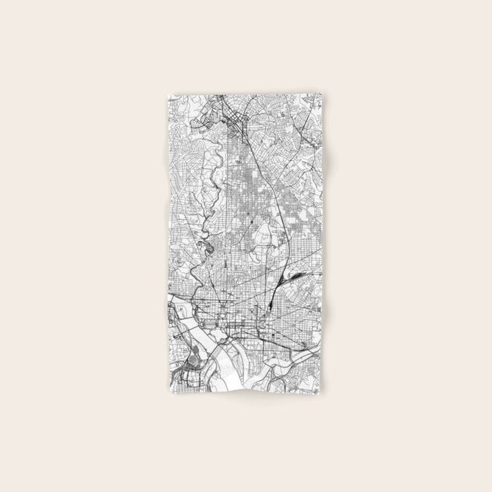 Washington DC White Map Bath Towel Gallery Image 1