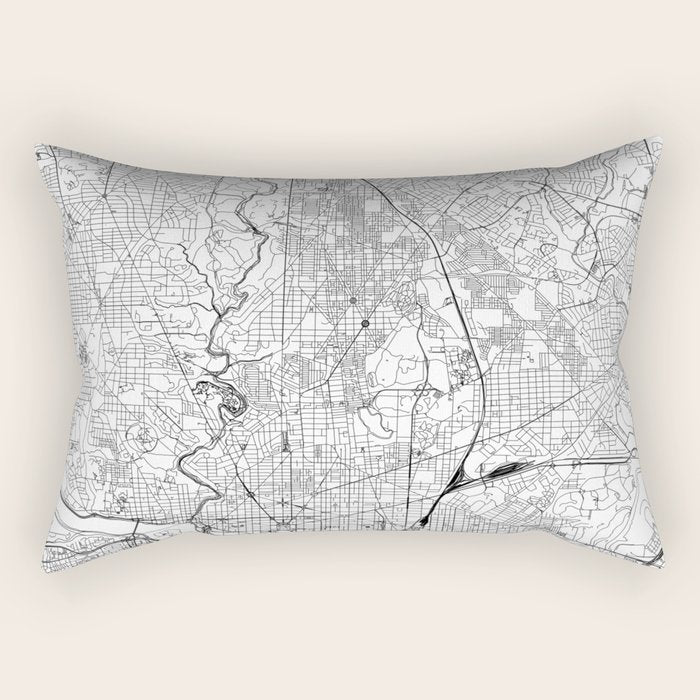 Washington DC White Map Rectangular Pillow Gallery Image 1
