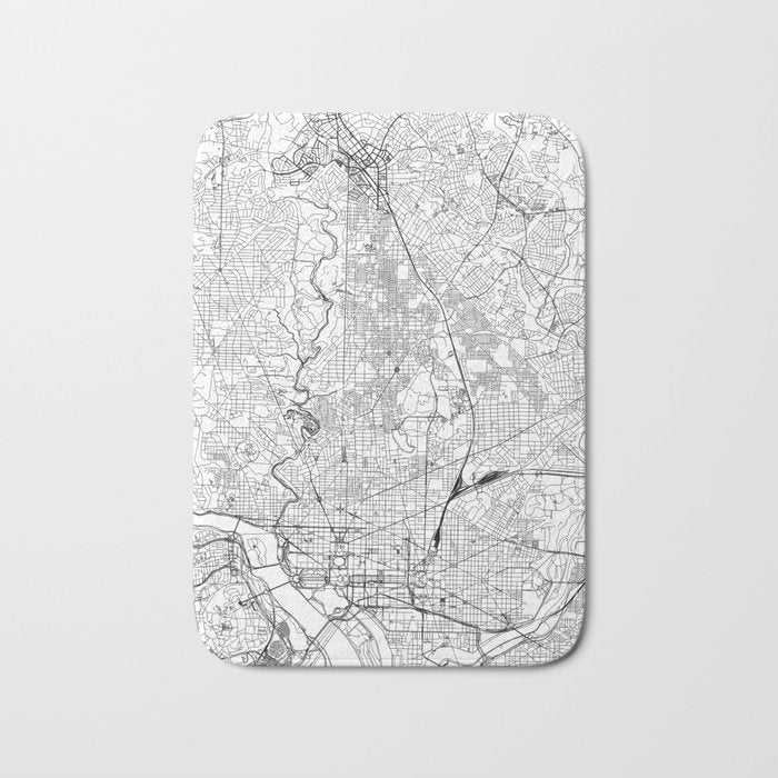Washington DC White Map Bath Mat Gallery Image 1