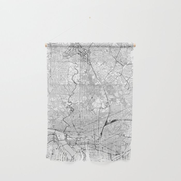 Washington DC White Map Wall Hanging Gallery Image 1