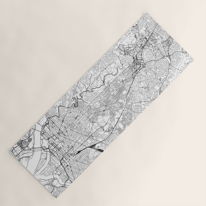 Washington DC White Map Yoga Mat Gallery Image 1
