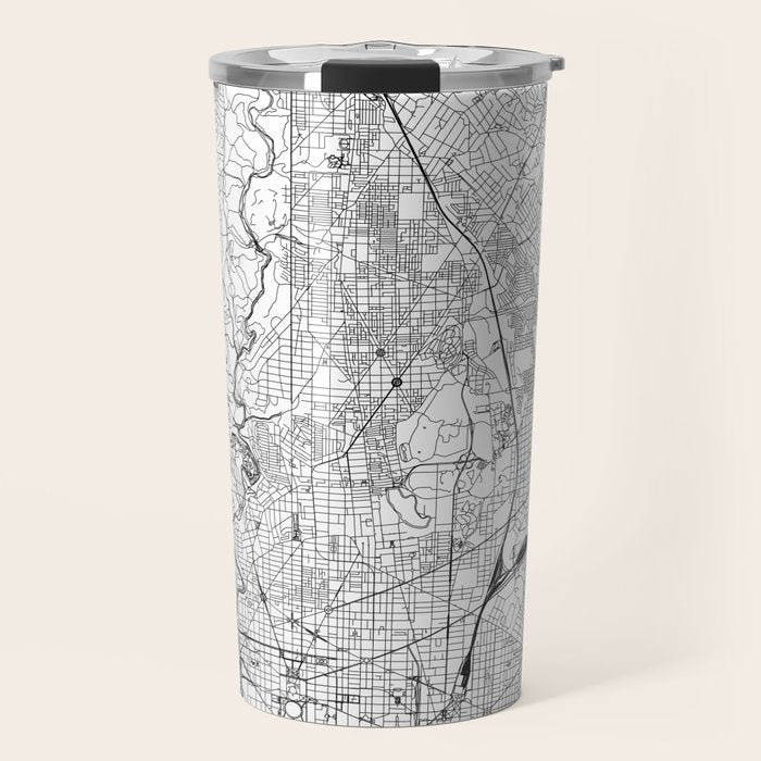 Washington DC White Map Travel Mug Gallery Image 1