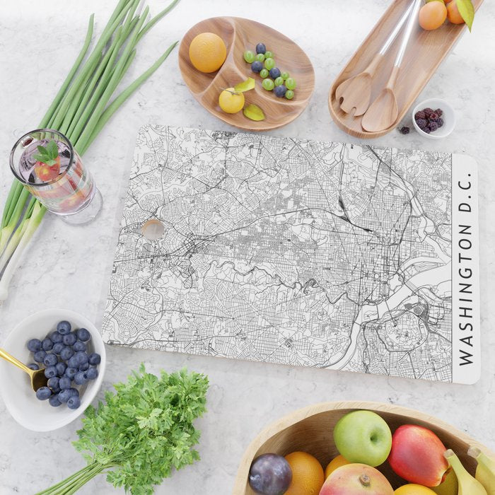 Washington DC White Map Cutting Board Gallery Image 2