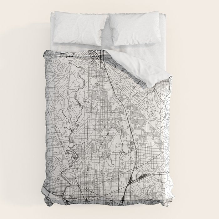 Washington DC White Map Comforter Gallery Image 1