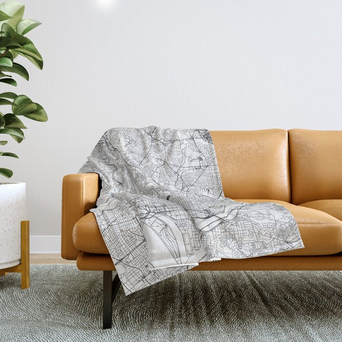 Washington DC White Map Throw Blanket Gallery Image 1
