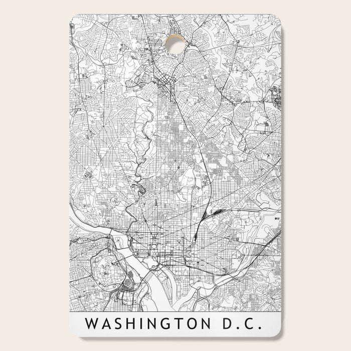 Washington DC White Map Cutting Board Gallery Image 1