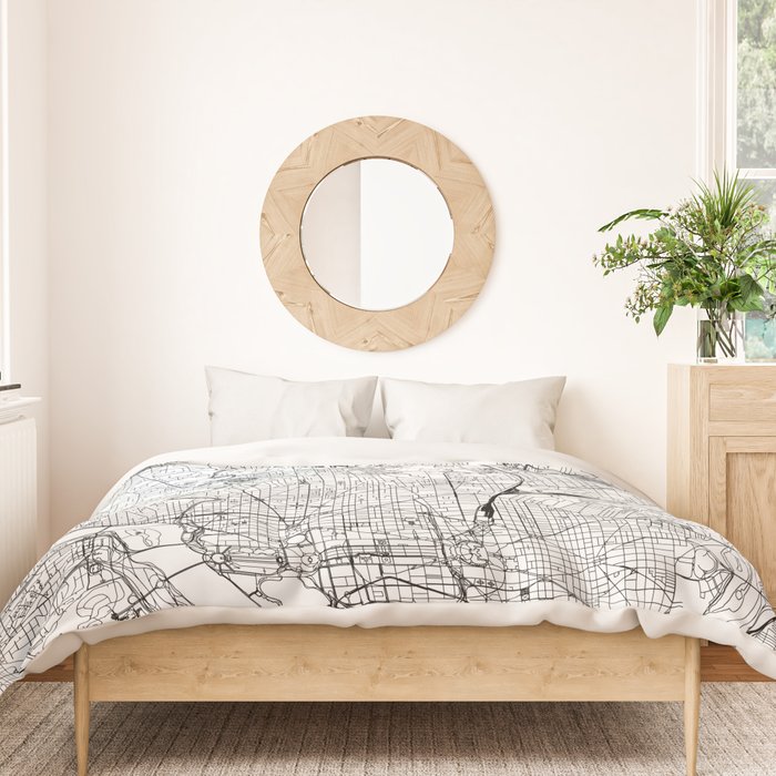 Washington DC White Map Duvet Cover Gallery Image 3