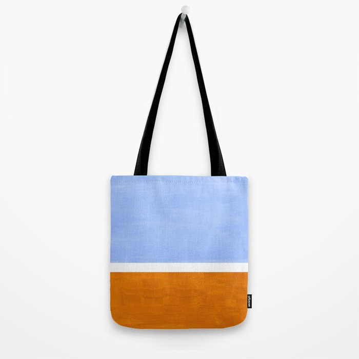 Pastel Royal Blue Yellow ochre Mid Century Modern Abstract Minimalist Rothko Color Field Squares Tote Bag Gallery Image 2